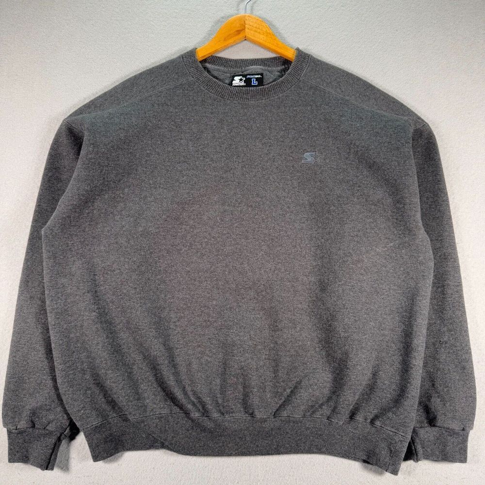 Vintage Starter Pro Heavyweight Crewneck Sweatshirt Men Large Gray Embroider Y2K